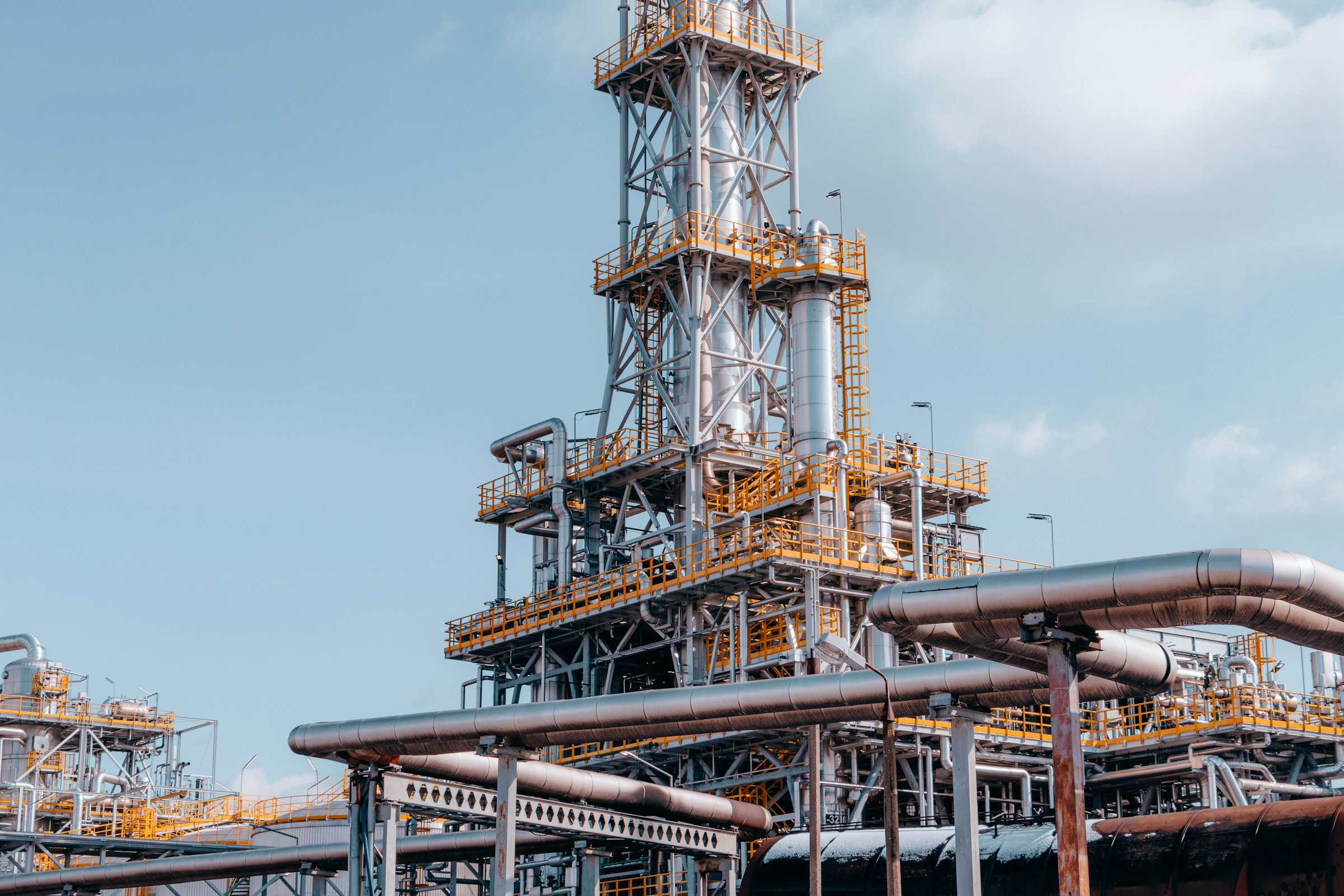 Drilling structure against a blue sky